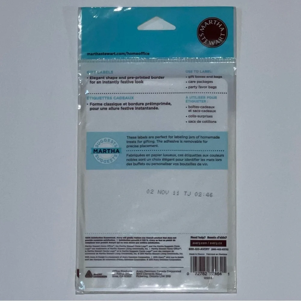 Set of 2 Martha Stewart Home Office Avery Green White Gift Labels